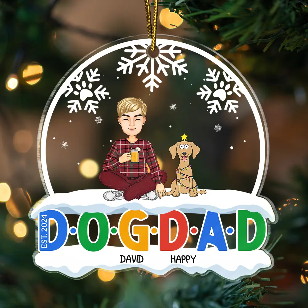 Dog Lovers - Christmas Dog Mom Dog Dad - Personalized Custom Shaped Acrylic Ornament