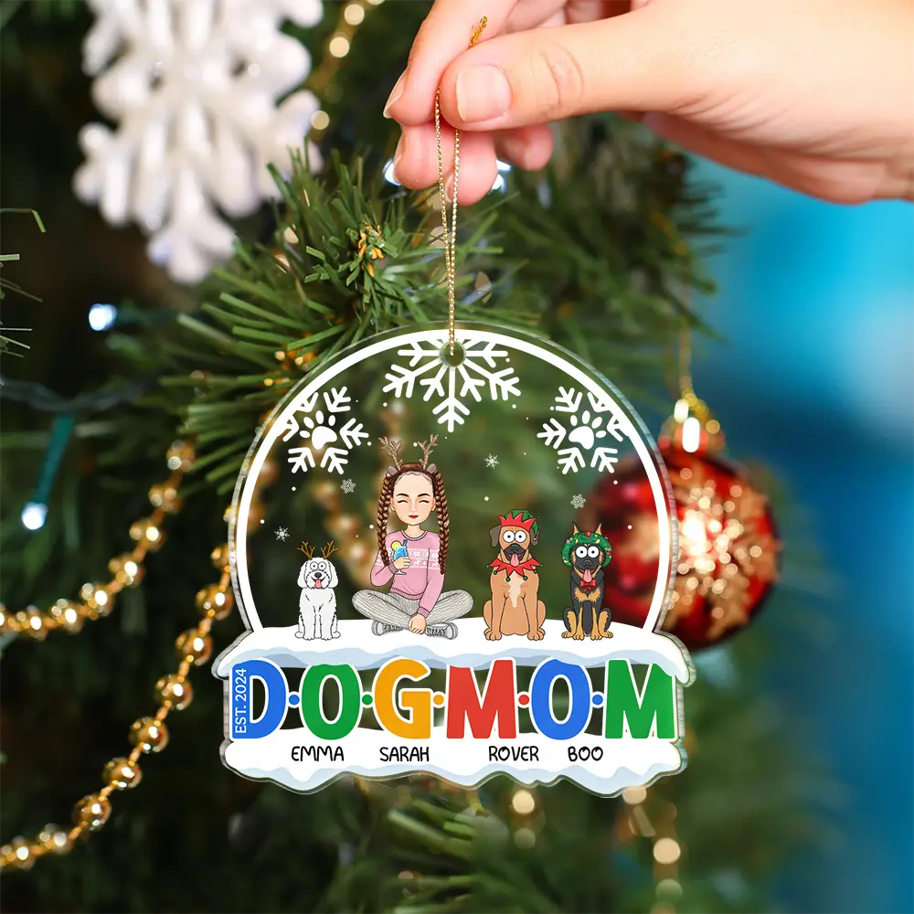 Dog Lovers - Christmas Dog Mom Dog Dad - Personalized Custom Shaped Acrylic Ornament