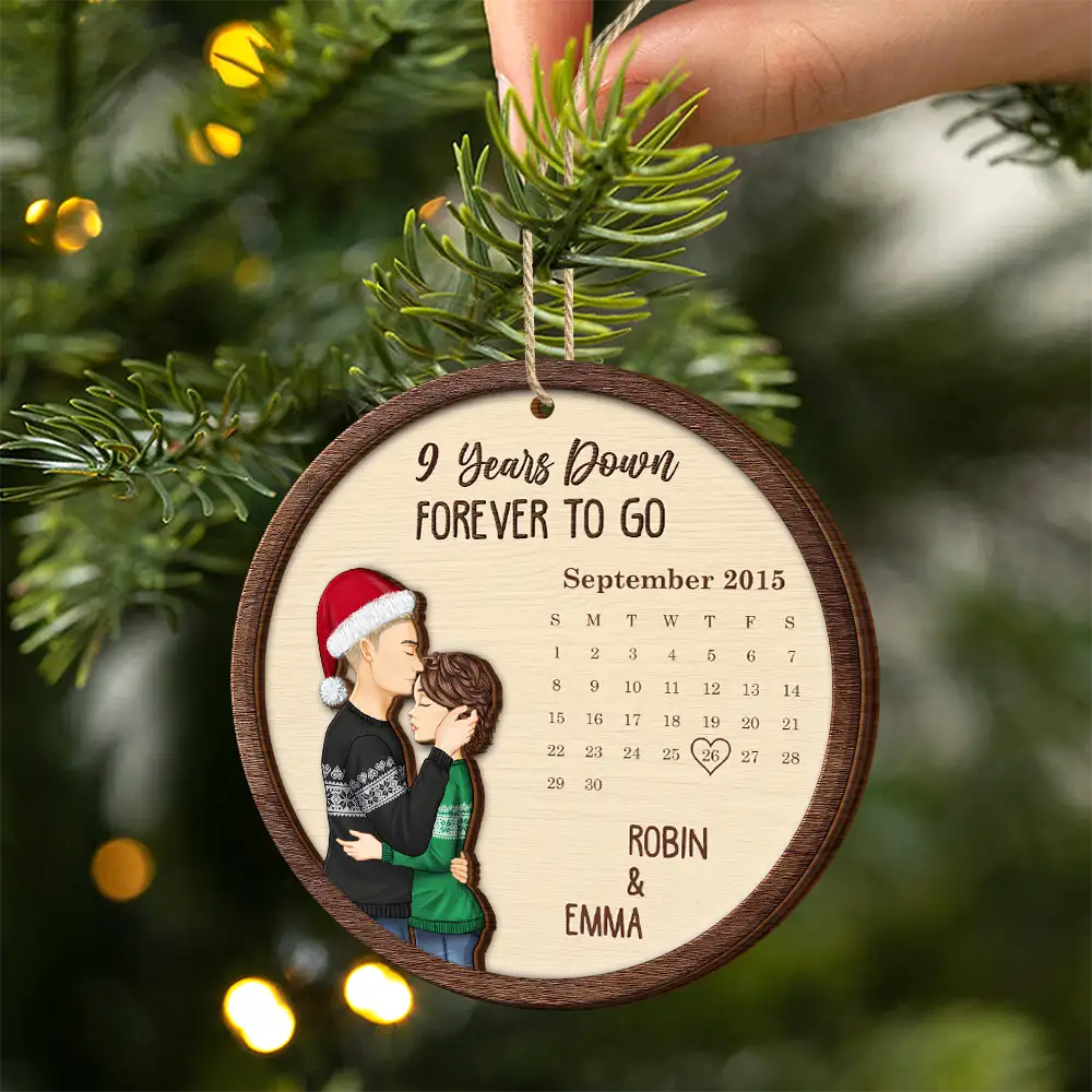 Gift For Couples, Gift For Husband, Gift For Wife, Gift For Boyfriend - Christmas Couple Forever To Go First Christmas Together - Personaized 2-Layered Wooden Ornament