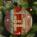 Gift For Kids, Gift For Grandma, Gift For Grandpa, Gift For Grandparents - Grandkids Crossword Scrabble - Personalized 2-Layered Wooden Ornament