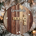 Gift For Kids, Gift For Grandma, Gift For Grandpa, Gift For Grandparents - Grandkids Crossword Scrabble - Personalized 2-Layered Wooden Ornament