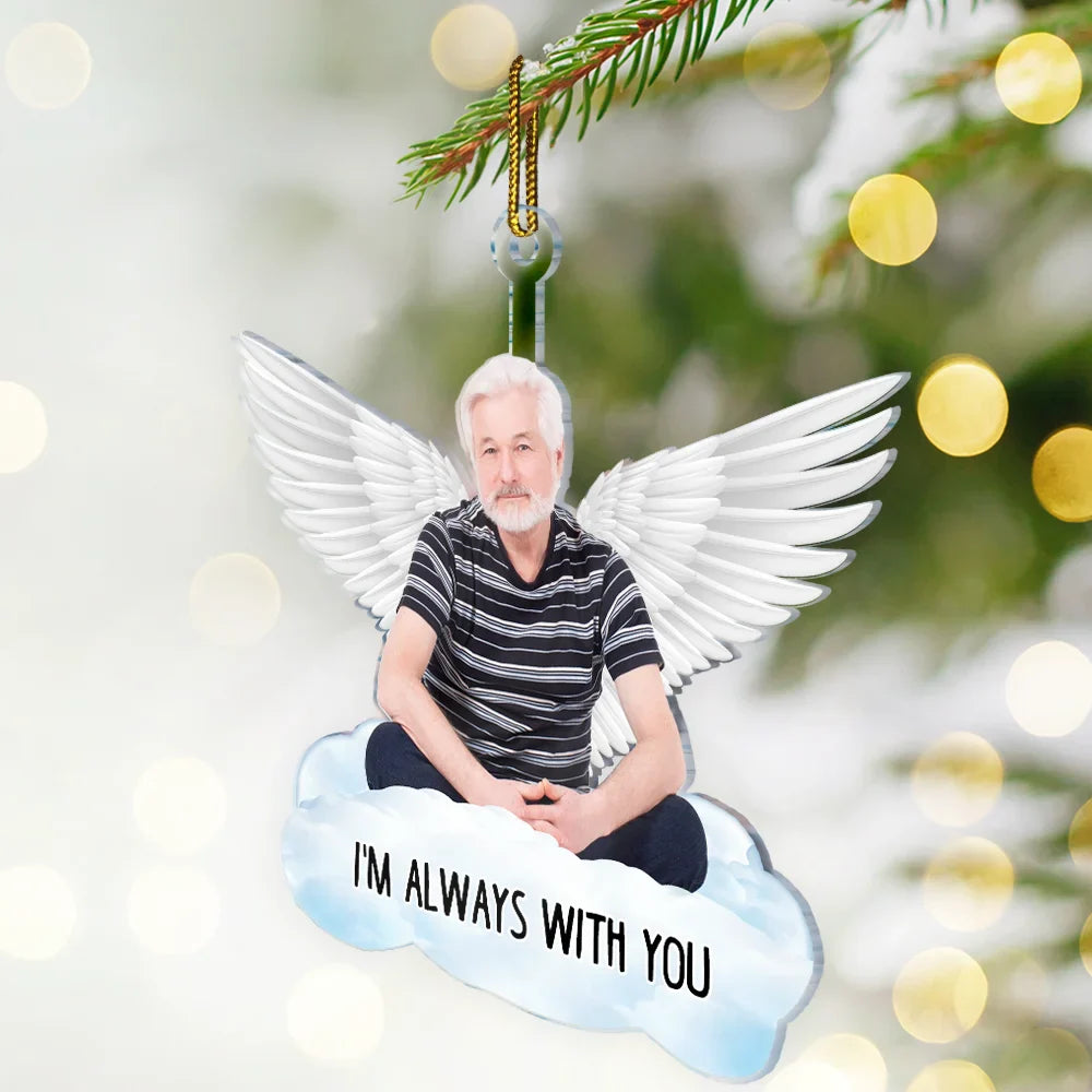 Gift For Husband,Gift For Wife,Gift For Mother,Gift For Father,Gift For Grandpa,Gift For Grandma,Gift For Daughter,Gift For Son,Gift For Sibling,Gift For Sisters,Gift For Brothers,Family,Pet Lovers - Custom Photo Angel On The Cloud - Personalized Cutout Acrylic Ornament