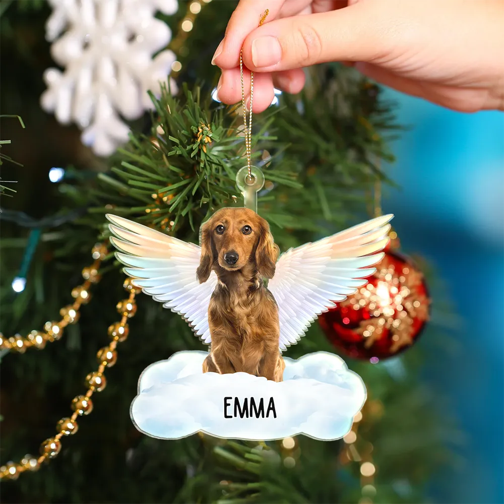 Gift For Husband,Gift For Wife,Gift For Mother,Gift For Father,Gift For Grandpa,Gift For Grandma,Gift For Daughter,Gift For Son,Gift For Sibling,Gift For Sisters,Gift For Brothers,Family,Pet Lovers - Custom Photo Angel On The Cloud - Personalized Cutout Acrylic Ornament