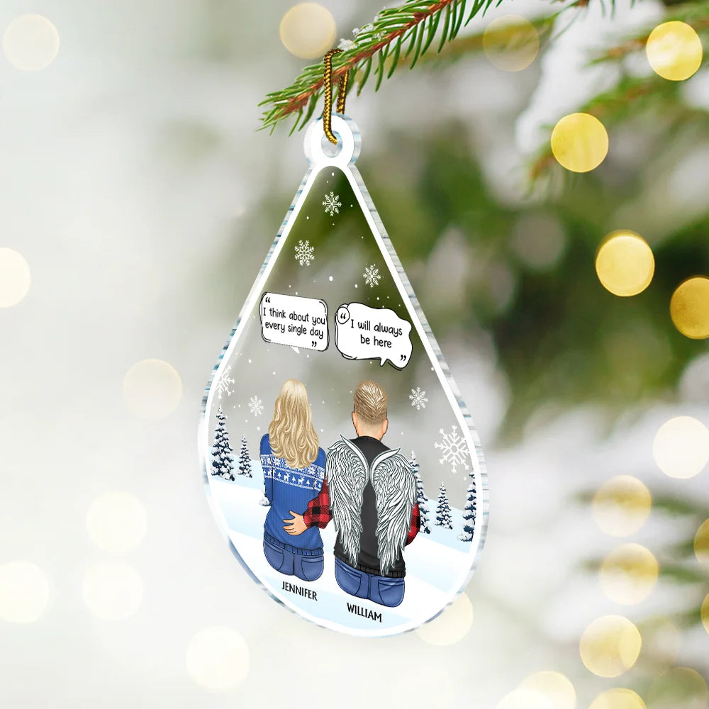 Family - Christmas Memorial Teardrop I Miss You More Than Anything - Personalized Custom Shaped Acrylic Ornament