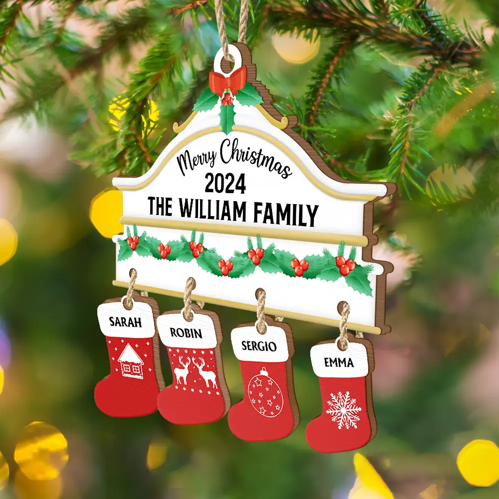 Gift For Couples,Gift For Husband,Gift For Wife,Parents,Gift For Grandma,Gift For Mother,Gift For Father,Gift For Grandpa,Gift For Grandparents,Gift For Kids,Gift For Daughter,Gift For Son,Gift For Sibling,Gift For Sisters,Gift For Brothers,Family - Christmas Family Stockings - Personalized Wooden Ornament With Wooden Tag