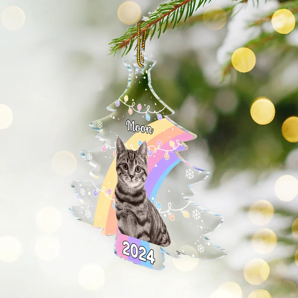 Christmas,Pet Lovers,Memorial,Sad,Custom Photo - Custom Photo Pet Face - Personalized Custom Shaped Acrylic Ornament