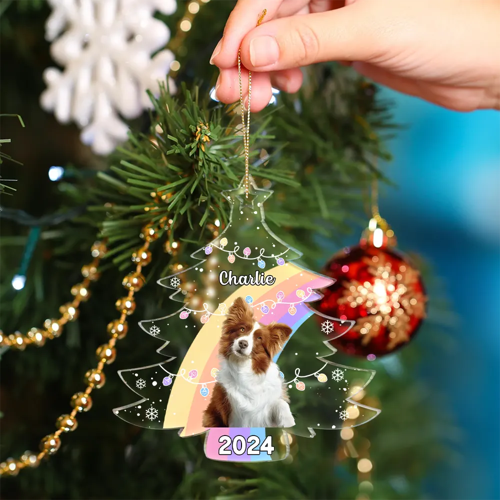 Christmas,Pet Lovers,Memorial,Sad,Custom Photo - Custom Photo Pet Face - Personalized Custom Shaped Acrylic Ornament