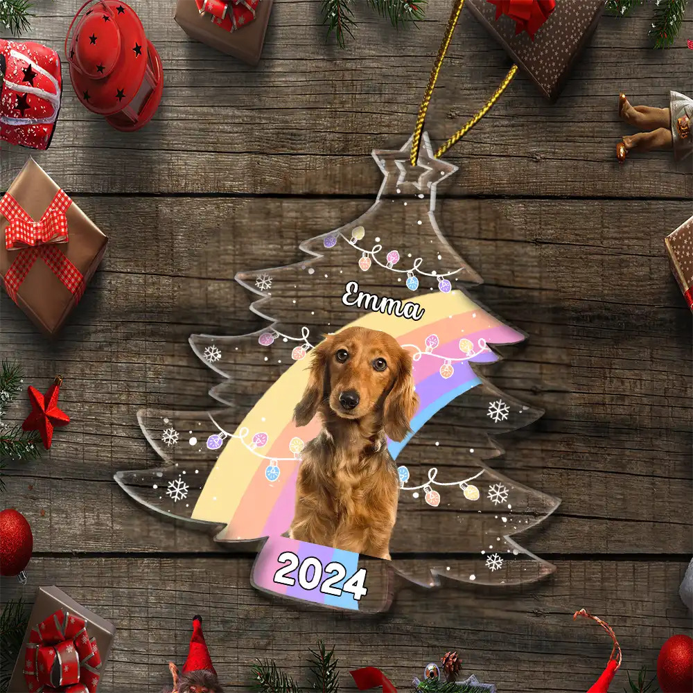 Christmas,Pet Lovers,Memorial,Sad,Custom Photo - Custom Photo Pet Face - Personalized Custom Shaped Acrylic Ornament