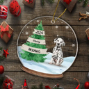 Dog Lovers, Cat Lovers - Custom Photo Family Dog Cat By Christmas Tree - Personalized Custom Shaped Acrylic Ornament