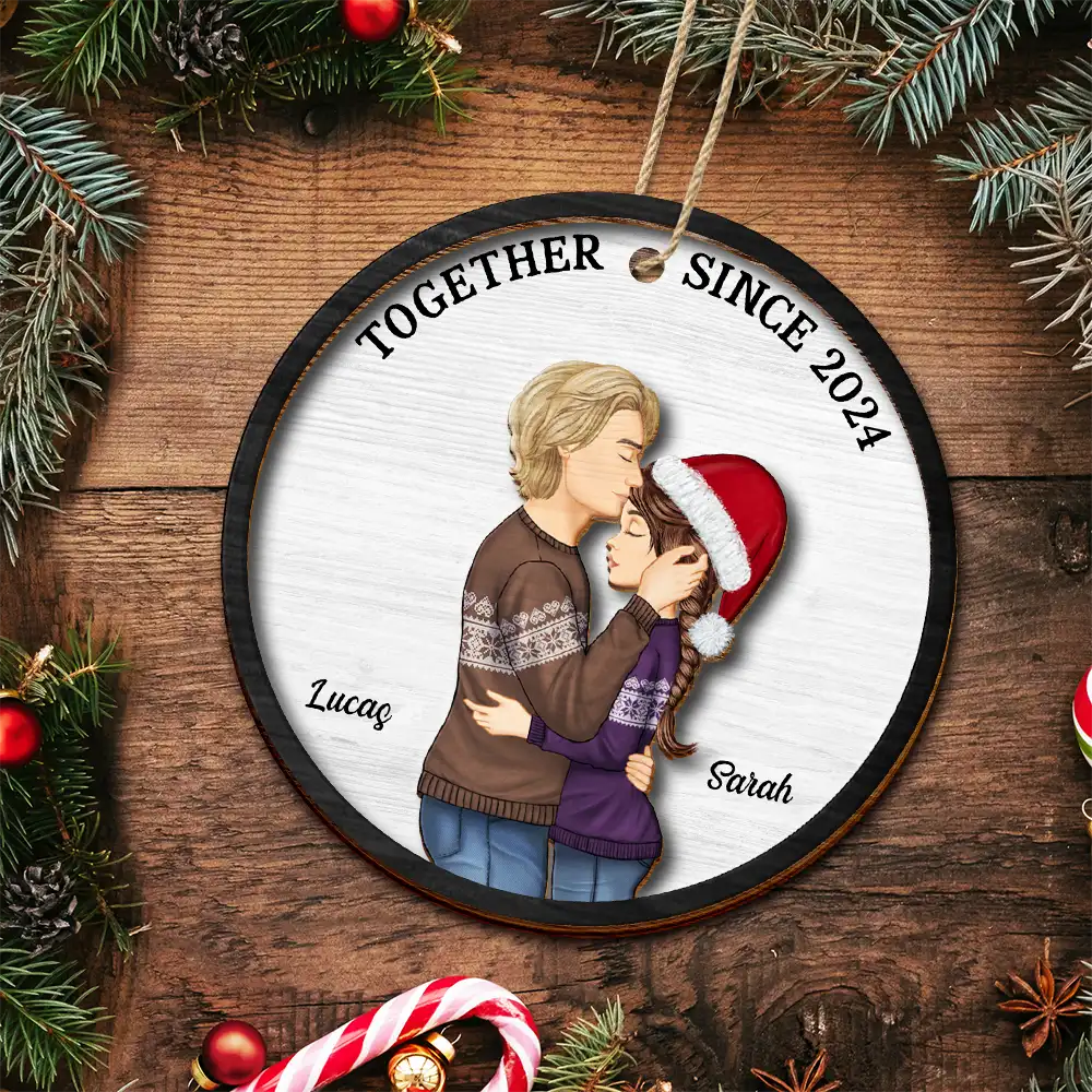 Gift For Couples,Gift For Husband,Gift For Wife,Gift For Boyfriend,Gift For Girlfriend - Christmas Together Is Our Favorite Place - Personalized 2-Layered Wooden Ornament