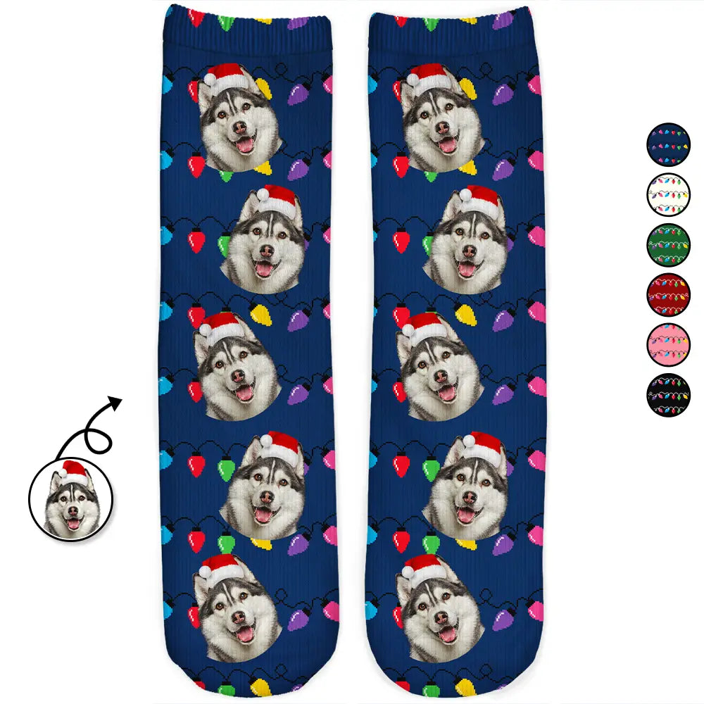 Custom Photo,Pet Lovers,Cat Lovers,Dog Lovers,Happy - Custom Photo Funny Pet Face Family - Personalized Socks