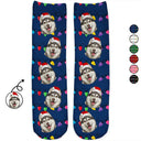 Custom Photo,Pet Lovers,Cat Lovers,Dog Lovers,Happy - Custom Photo Funny Pet Face Family - Personalized Socks