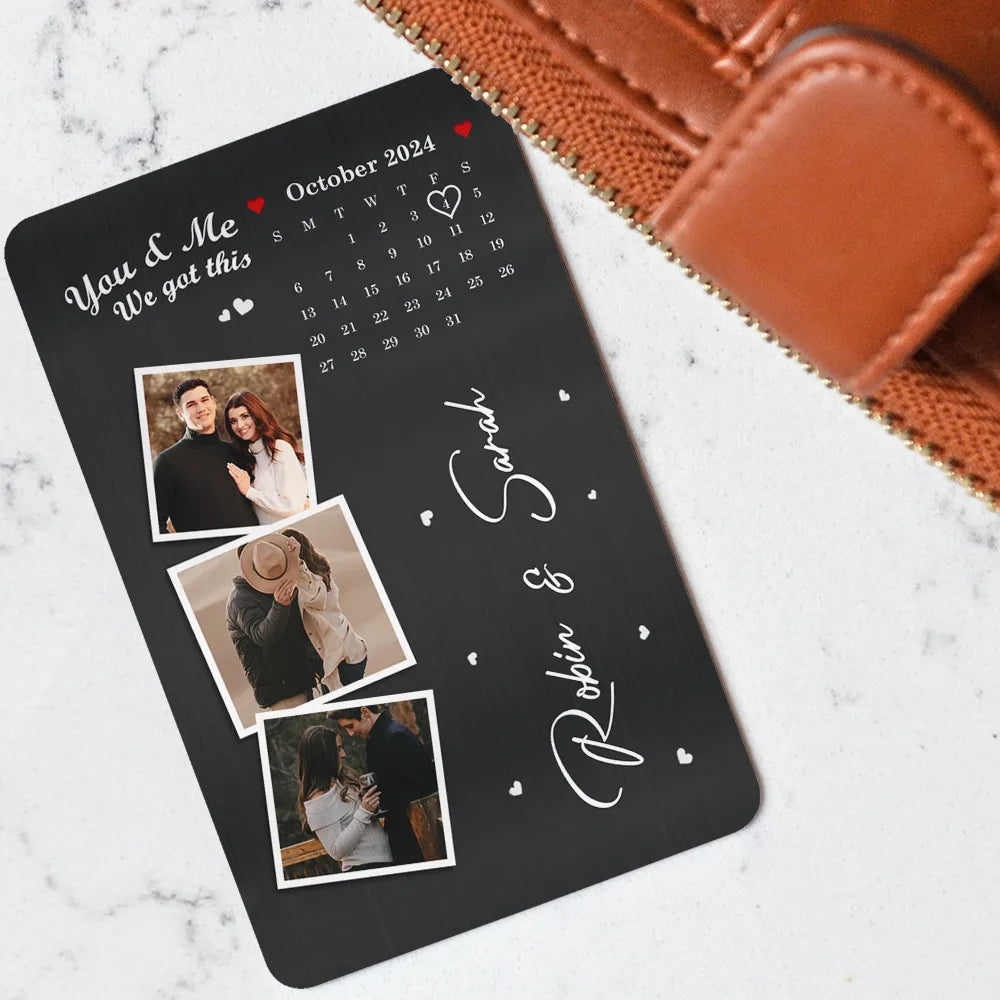 Custom Photo,Gift For Couples,Gift For Wife,Gift For Boyfriend,Anniversary,Happy - The Day Our Journey Began Custom Photo & Calendar - Personalized Aluminum Wallet Card