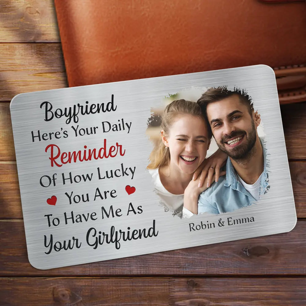 Gift For Husband, Gift For Boyfriend - Custom Photo Husband How Lucky You Are - Personalized Aluminum Wallet Card