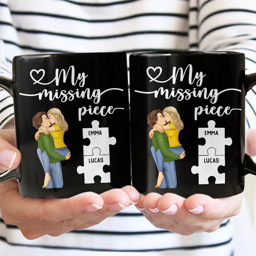 Gift For Couples,Gift For Husband,Gift For Wife,Gift For Boyfriend,Gift For Girlfriend,Happy - Couple Kissing My Missing Piece - Personalized Mug