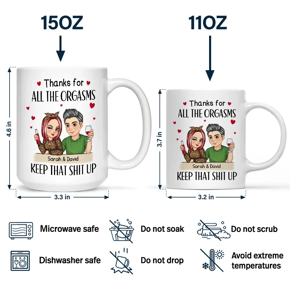 Gift For Couples,Gift For Husband,Gift For Boyfriend,Happy - Couple Thanks For All The Orgasms - Personalized Mug