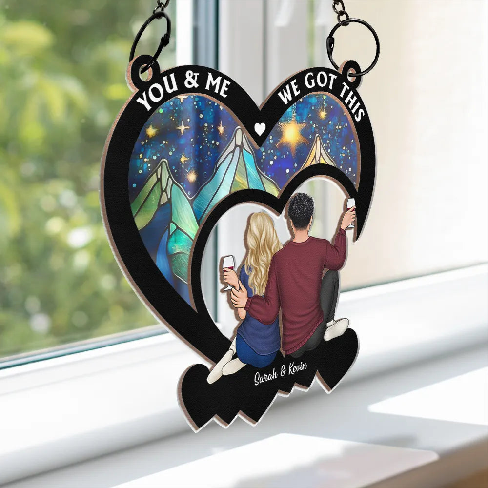 Gift For Couples,Gift For Husband,Gift For Wife,Gift For Boyfriend,Gift For Girlfriend,Happy - Couple From Our First Kiss - Personalized Window Hanging Suncatcher Ornament