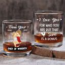 Gift For Couples,Gift For Husband,Gift For Wife,Gift For Boyfriend,Gift For Girlfriend - From Your Shot Of Whiskey I Love You For Who You Are - Personalized Whiskey Glass