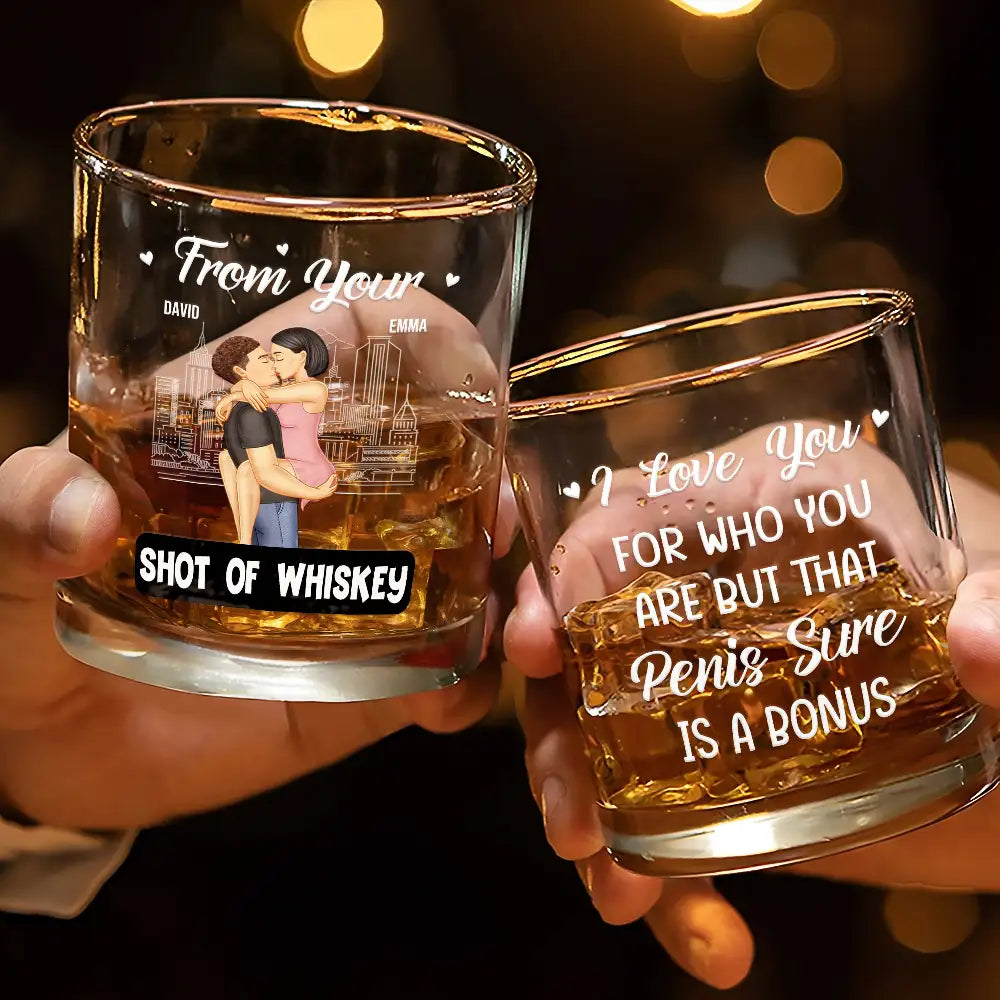 Gift For Couples,Gift For Husband,Gift For Wife,Gift For Boyfriend,Gift For Girlfriend - From Your Shot Of Whiskey I Love You For Who You Are - Personalized Whiskey Glass