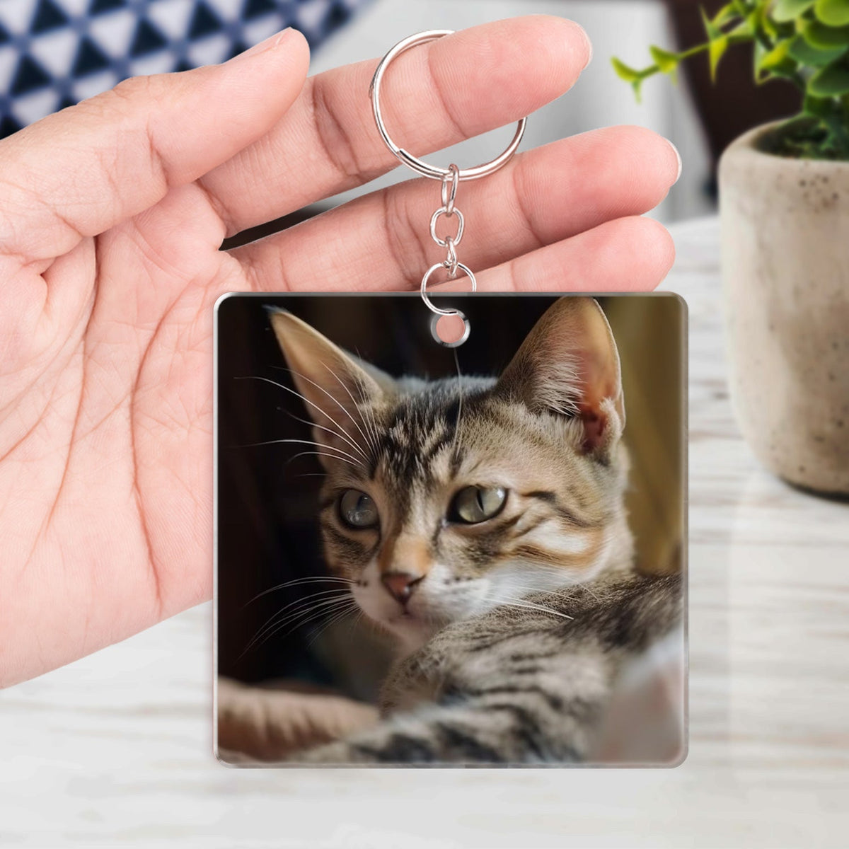 Custom Photo Once By My Side Forever In My Heart Dogs Cats - Pet Memorial Gift - Personalized Custom Acrylic Keychain