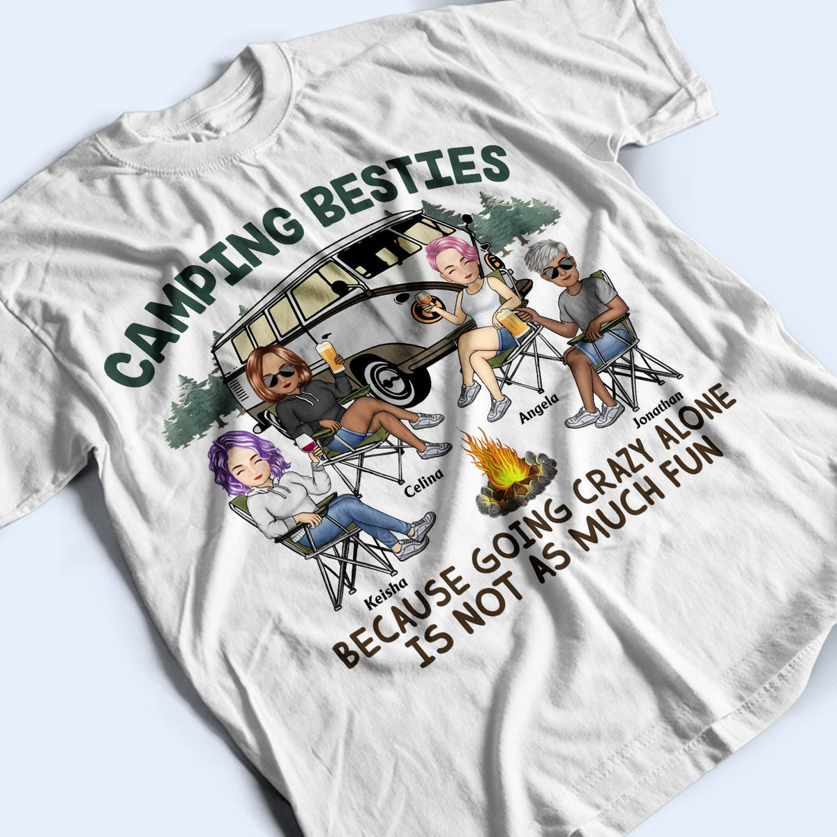 Camping Besties Traveling - Vacation, Funny Gift For Campers, Camping Friends - Personalized T Shirt