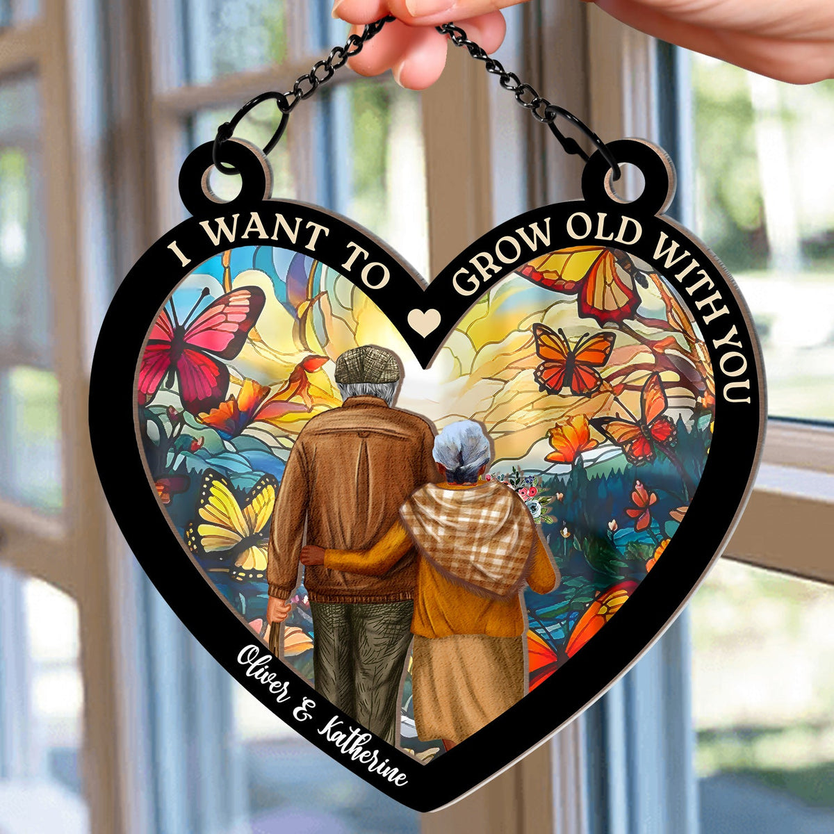 Heart Old Couple You & Me We Got This - Personalized Window Hanging Suncatcher Ornament