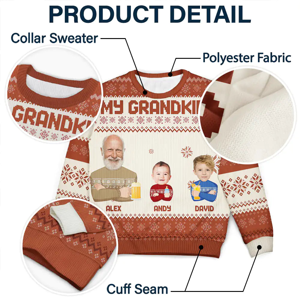 Custom Photo Face Flat Art Christmas Family - Personalized Unisex Ugly Sweater