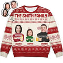 Custom Photo Face Flat Art Christmas Family - Personalized Unisex Ugly Sweater