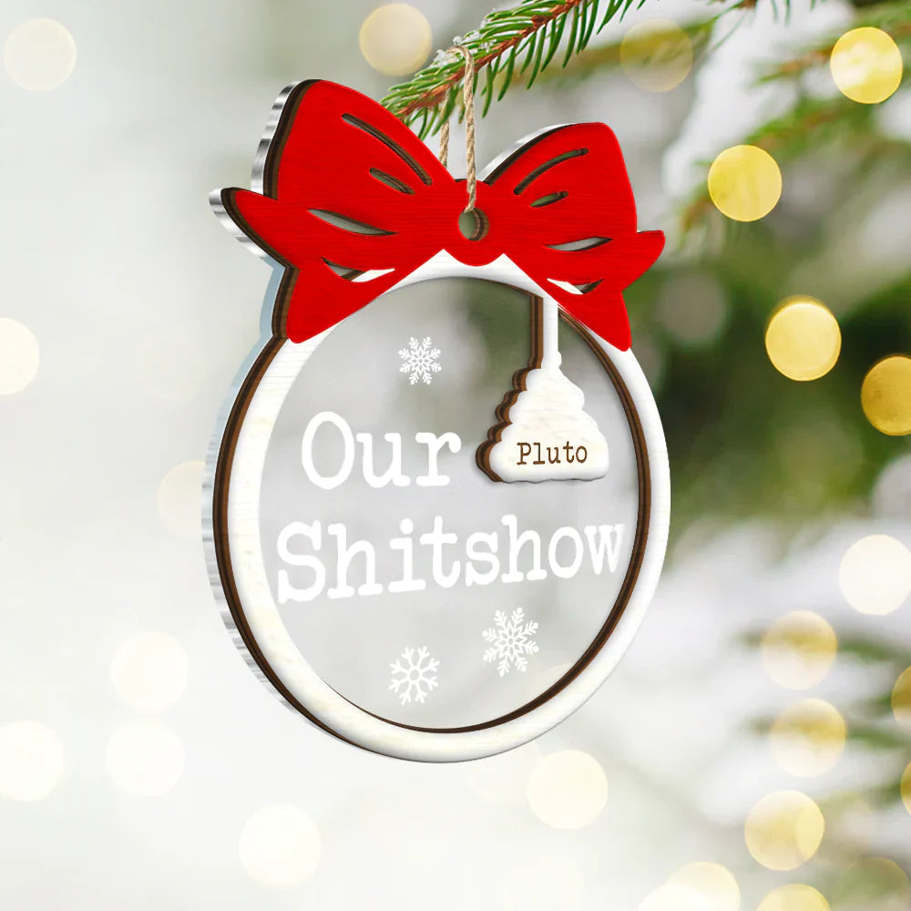 Funny Christmas Family Welcome To Our Show - Personalized 2-Layered Mix Ornament