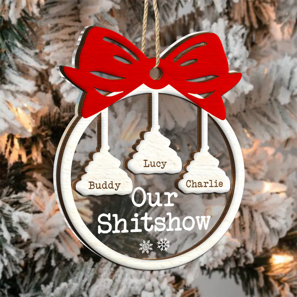 Funny Christmas Family Welcome To Our Show - Personalized 2-Layered Mix Ornament