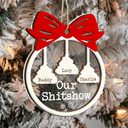 Funny Christmas Family Welcome To Our Show - Personalized 2-Layered Mix Ornament