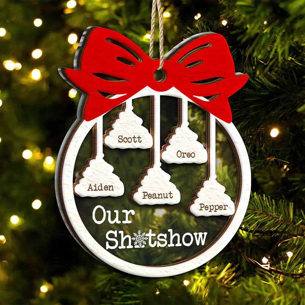 Funny Christmas Family Welcome To Our Show - Personalized 2-Layered Mix Ornament