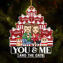 Gift For Couples - Chibi Couple You & Me And The Cats - Personalized Custom Shaped Acrylic Ornament