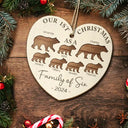 Family - First Christmas As A Family Of Four Bear - Personalized Custom Shaped Wooden Ornament