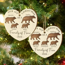 Family - First Christmas As A Family Of Four Bear - Personalized Custom Shaped Wooden Ornament