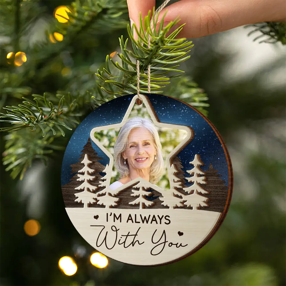 Memorial, Family - Custom Photo I'll See You On The Other Side Of The Stars - Personalized 2-Layered Wooden Ornament