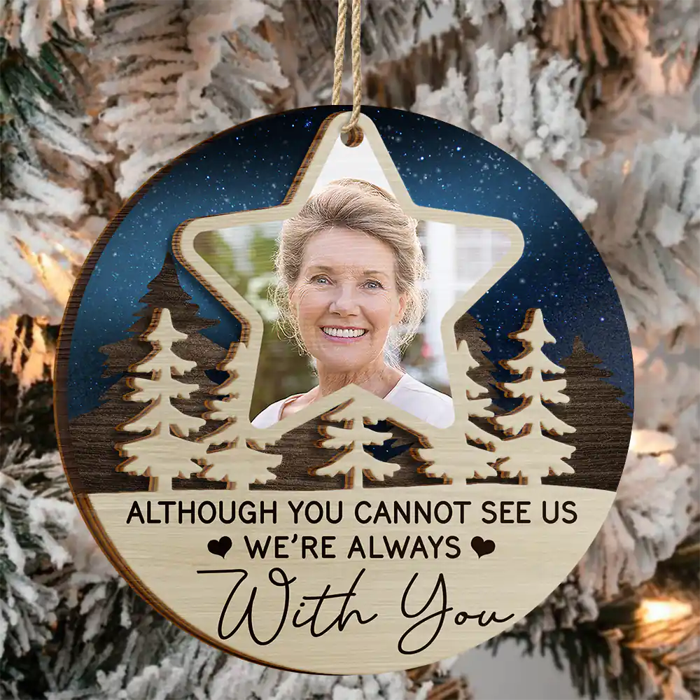 Memorial, Family - Custom Photo I'll See You On The Other Side Of The Stars - Personalized 2-Layered Wooden Ornament