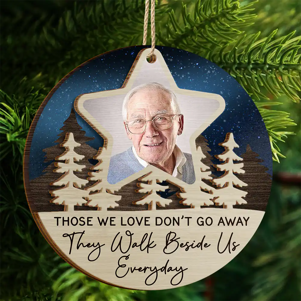 Memorial, Family - Custom Photo I'll See You On The Other Side Of The Stars - Personalized 2-Layered Wooden Ornament