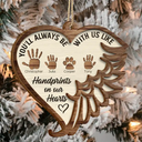 Family, Memorial - Always Be With Us Like Handprints On Our Hearts - Personalized 2-Layered Wooden Ornament