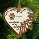 Family, Memorial - Always Be With Us Like Handprints On Our Hearts - Personalized 2-Layered Wooden Ornament