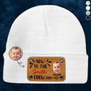 Family, New baby, New Dad, New Mom - Custom Photo Baby New To The Family Crew - Personalized Beanie With Leather Patch