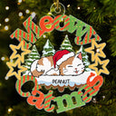 Cat Lovers - Meowy Catmas Lying Cat - Personalized Cutout Acrylic Ornament