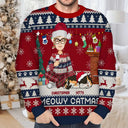 Cat Lovers - Happy Pawlidays Lying Cat - Personalized Unisex Ugly Sweater