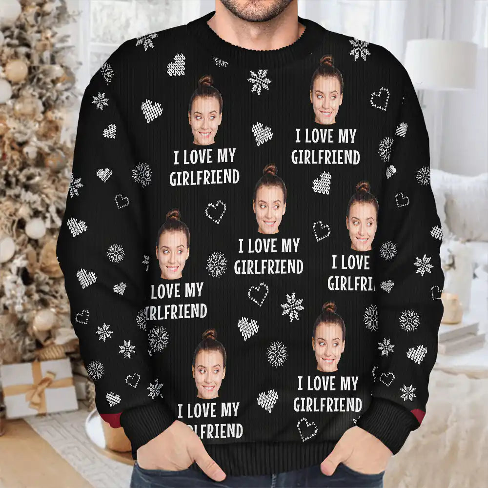 Gift For Couples, Gift For Husband, Gift For Wife, Gift For Boyfriend, Gift For Girlfriend - Custom Photo I Love My Wife - Personalized Unisex Ugly Sweater