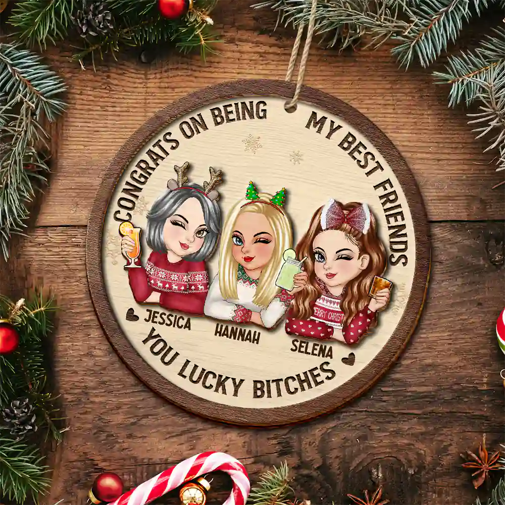 Congrats On Being My Bestie Christmas - Personalized 2-Layered Wooden Ornament