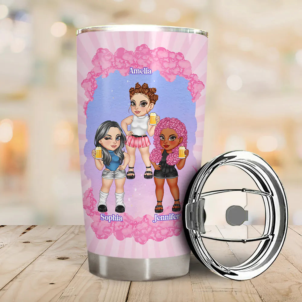 Gift For Bestie, Gift For Sisters - Right In The Throat Y2K Besties - Personalized Tumbler