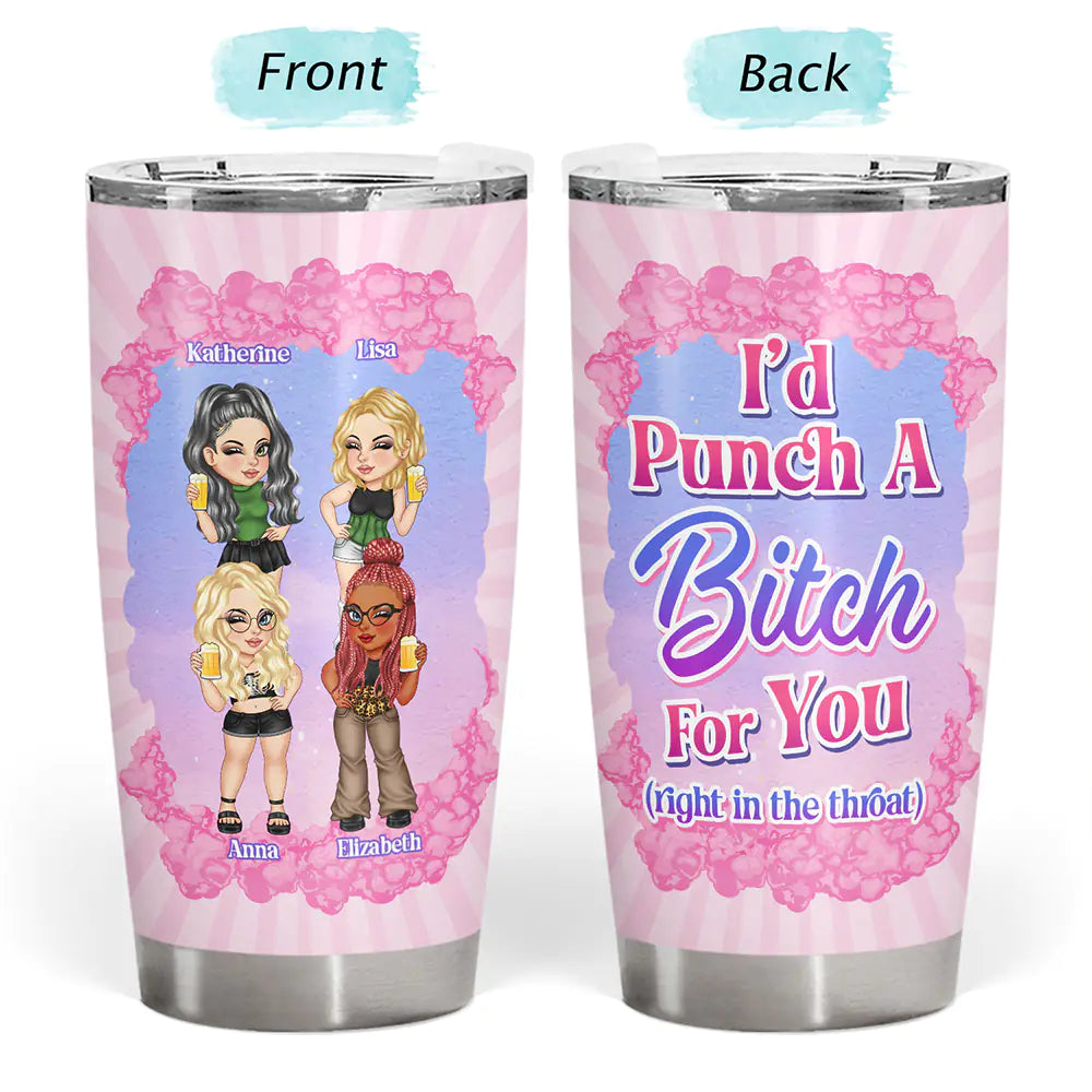 Gift For Bestie, Gift For Sisters - Right In The Throat Y2K Besties - Personalized Tumbler