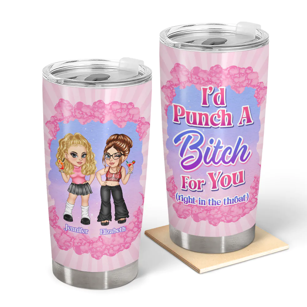 Gift For Bestie, Gift For Sisters - Right In The Throat Y2K Besties - Personalized Tumbler