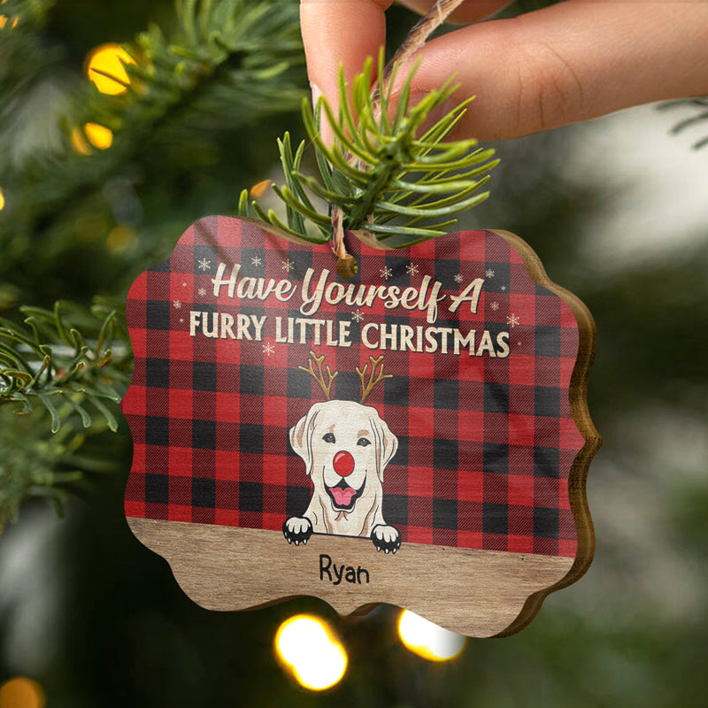 Furry Little Christmas Dog - Christmas Gift For Dog Lovers - Personalized Custom Wooden Ornament