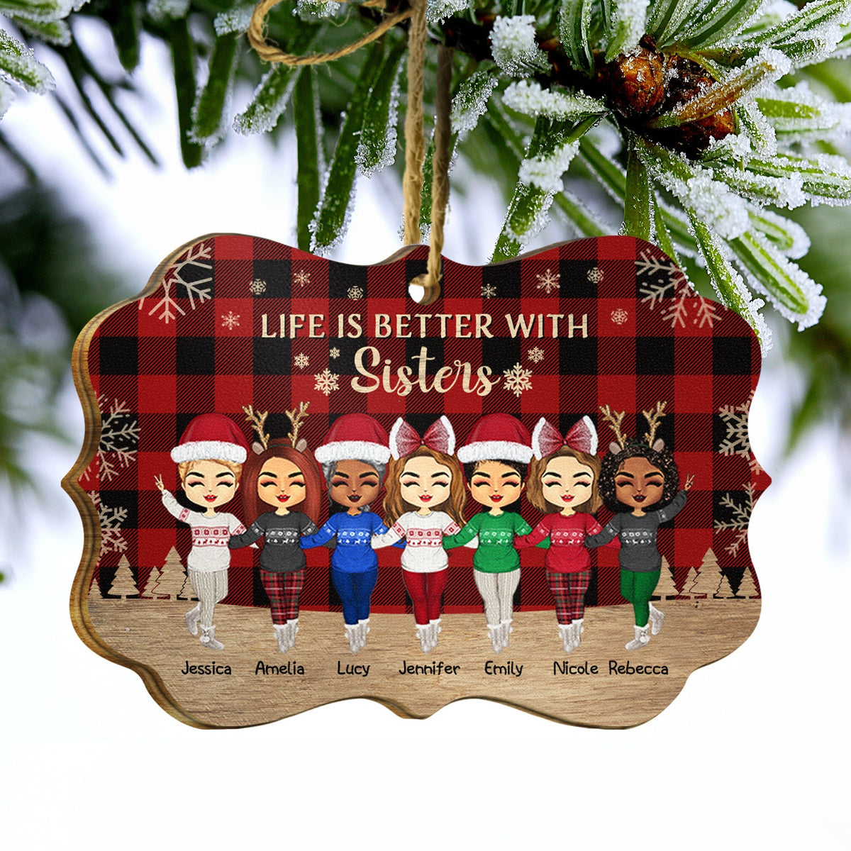 Life Is Better With Sisters And Brothers, Best Friends - Christmas Gift - Personalized Wooden Ornament